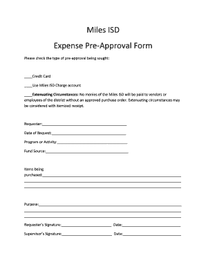 Expense Pre Approval Form