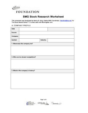 Stock Research Worksheet  Form