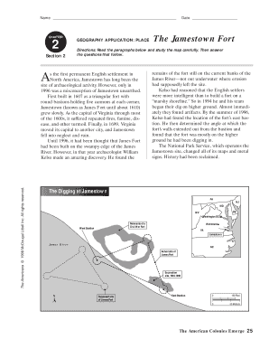 Jamestown Worksheet PDF Answer Key  Form