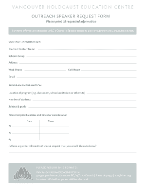 Speaker Request Form Template