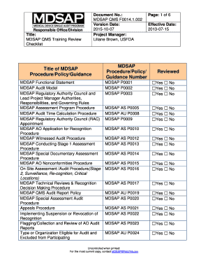 Mdsap Audit Checklist Excel  Form