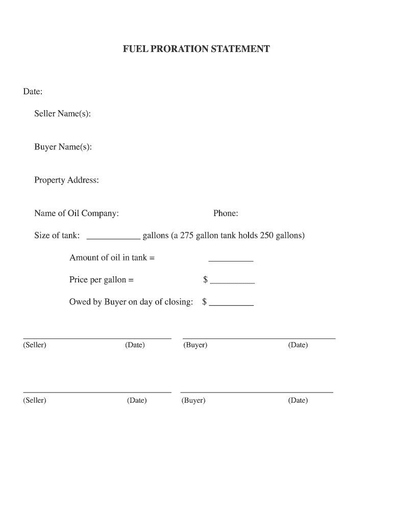 Fuel Proration Calculator  Form