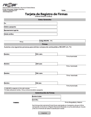 Tarjeta De Registro  Form