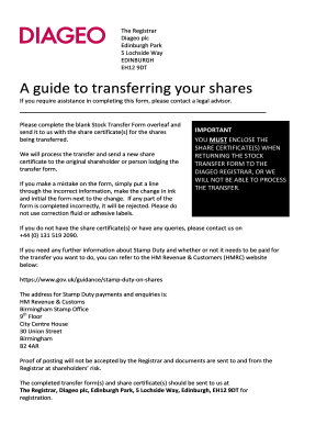 Diageo Stock Transfer Form