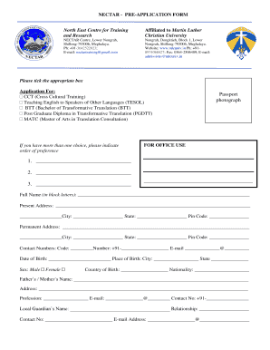 Nectar Application Form