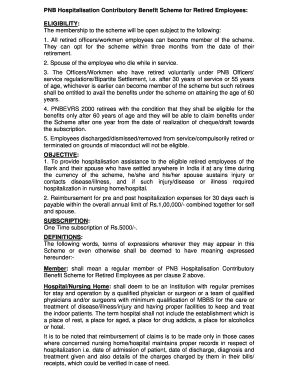 Pnb Hospitalisation Scheme  Form