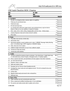 Cleaning Audit Checklist  Form