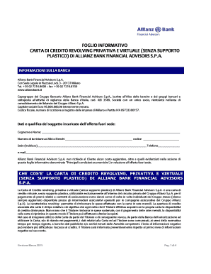 Carta Di Credito Revolving Allianz  Form