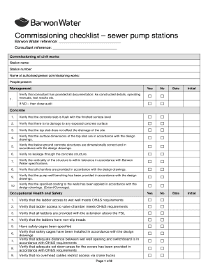 Commissioning Checklist Sewer Pump Stations  Form