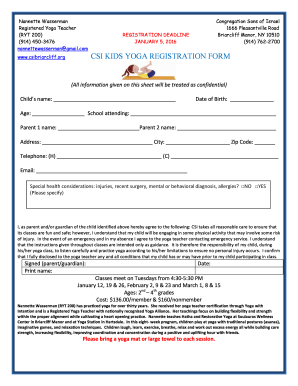 Yoga Registration Form