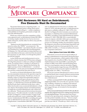 Debridement Article from Report on Medicare Compliancepdf  Form