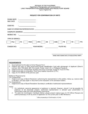 Ltfrb Online Confirmation  Form