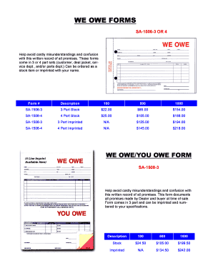 We Owe Form Dealership PDF