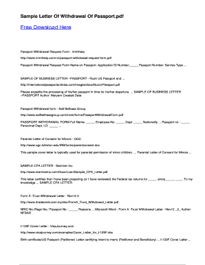 Passport Withdrawal Request Letter  Form