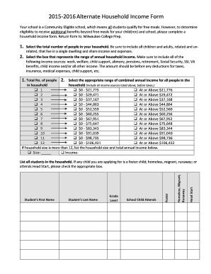 Alternative Household Income Form