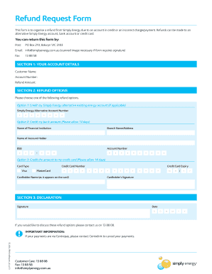 Simply Energy Refund  Form