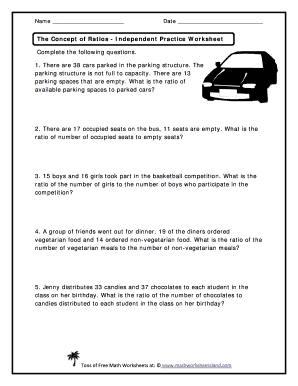 The Concept of Ratios Independent Practice Worksheet  Form