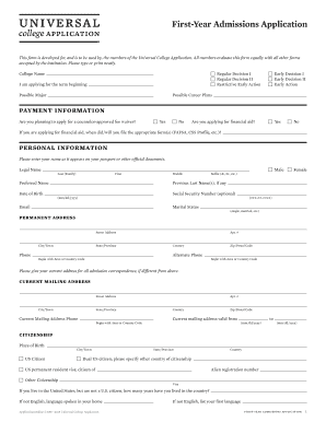 Download Universal College Application  Form