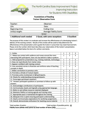 Trainer Observation Form