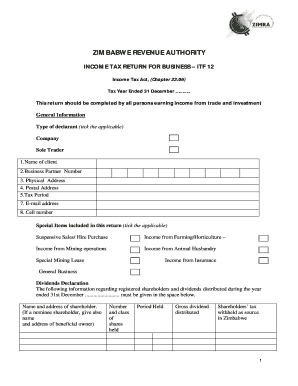 Zimra Itf 12b Form PDF Download