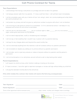 Cell Phone Agreement Template  Form