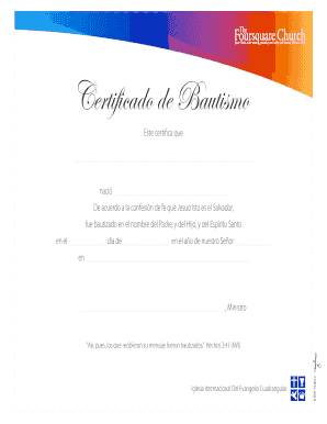 Certificado De Bautismo Template  Form