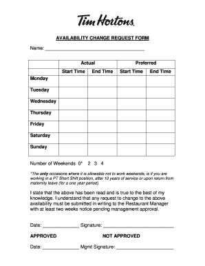 Availability Change Form