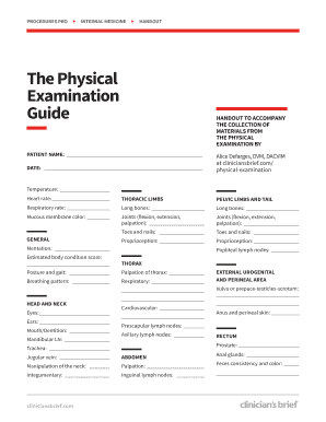 The Physical Examination Guide Clinicians Brief  Form