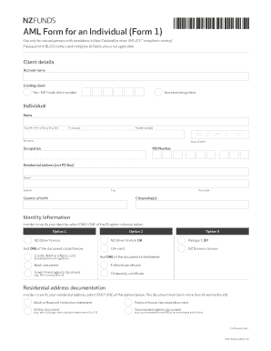 AML Form for an Individual Form 1 NZ Funds