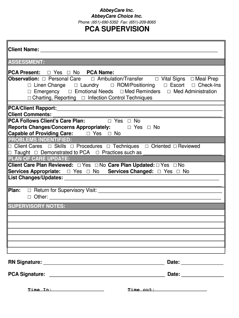 PCA SUPERVISION AbbeyCare Inc  Form