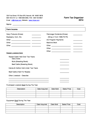 Farm Tax Organizer  Form