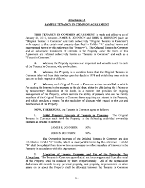 SAMPLE TENANCY in COMMON AGREEMENT  Form