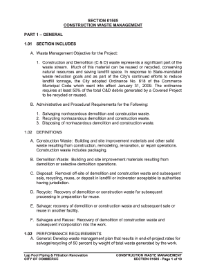 Leed Waste Management Plan Template  Form