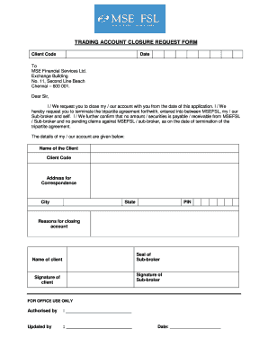 TRADING ACCOUNT CLOSURE REQUEST FORM MSEFSL