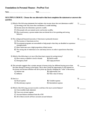 Personal Finance Test  Form