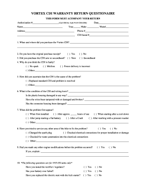 Vortex Warranty Form