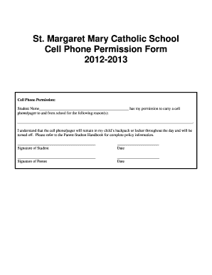 Cell Phone Permission Form