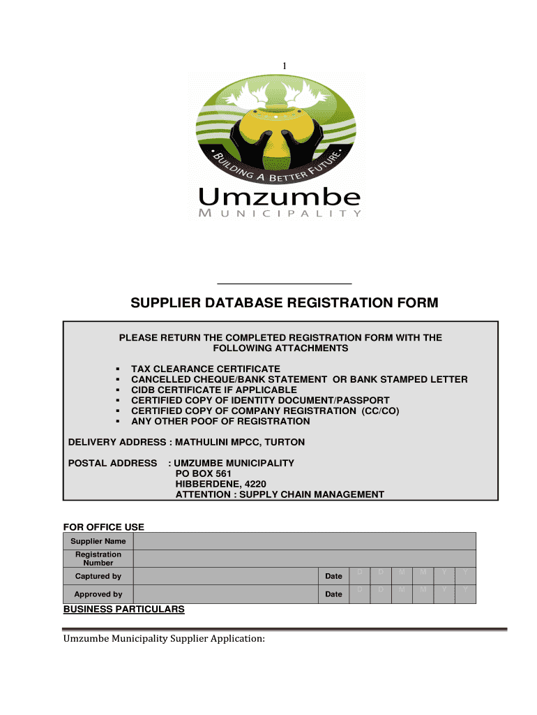 Umzumbe Database Registration Form