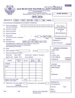 Jain College in Meenambakkam Online Application Form