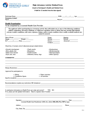  High Adventure Activity Medical Form Rev 5 14 2014