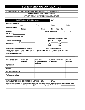 Superhero Application  Form