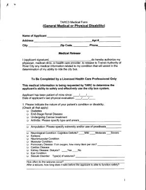 Tarc3 Application Medical Form