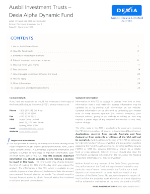 Ausbil Investment Trusts Dexia Alpha Dynamic Fund  Form