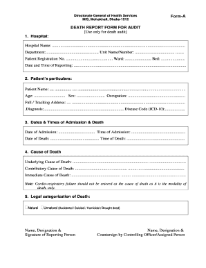 Death Audit Checklist  Form