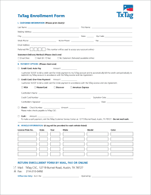 TxTag Enrollment Form Ccrma