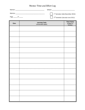 Mentor Time and Effort Log Acpsk12org  Form