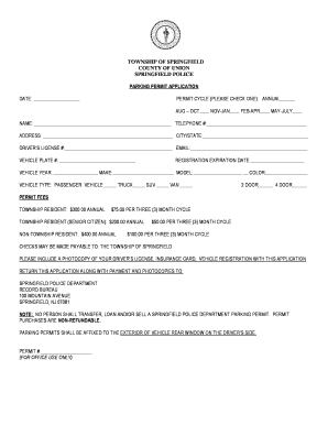 SPRINGFIELD POLICE Springfield Nj  Form