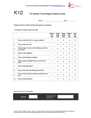 Kessler Scale  Form