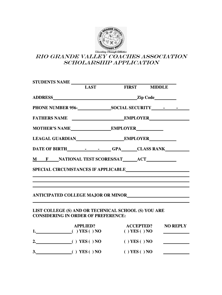 RIO GRANDE VALLEY COACHES ASSOCIATION Web Psjaisd  Form