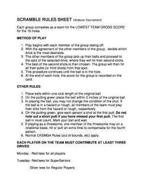 Scramble Rules Sheet  Form